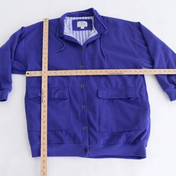 Vintage Miss Cambridge Purple Button Up Cardigan with Oversized Pocket Sweater L - Picture 4 of 10
